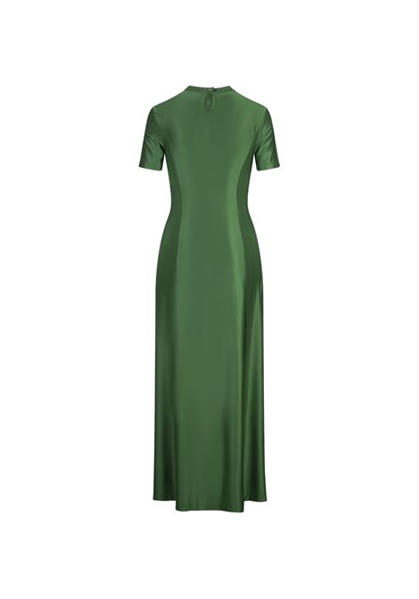 RABANNE Abito Lungo Drappeggiato In Satin Stretch Verde - RABANNE