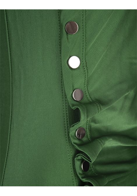 RABANNE Abito Lungo Drappeggiato In Satin Stretch Verde - RABANNE
