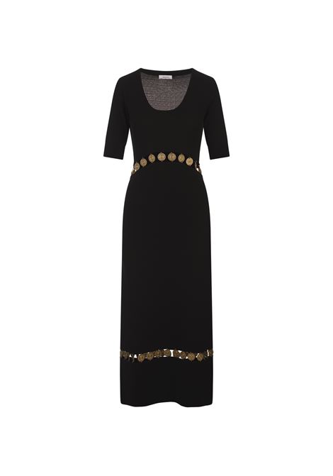 RABANNE Abito Lungo In Maglia Nera Con Medaglie - RABANNE