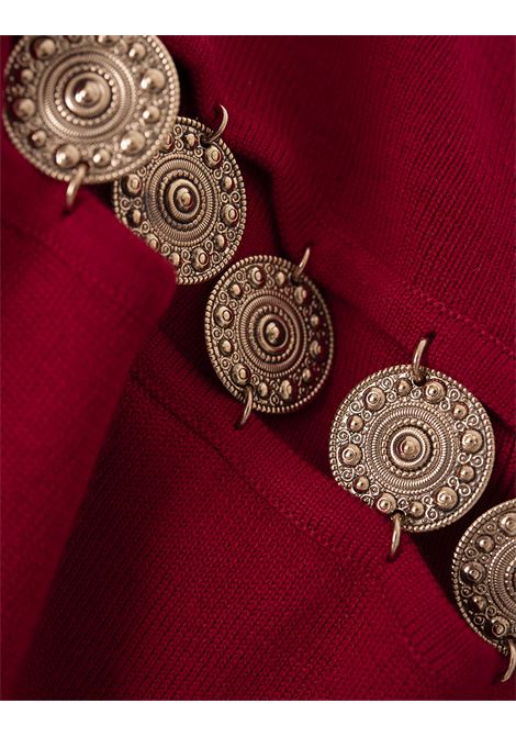 RABANNE Abito Lungo In Maglia Rossa Con Medaglie - RABANNE