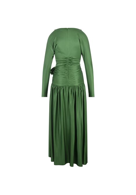 RABANNE Abito Lungo In Raso Verde Con Fiocco - RABANNE