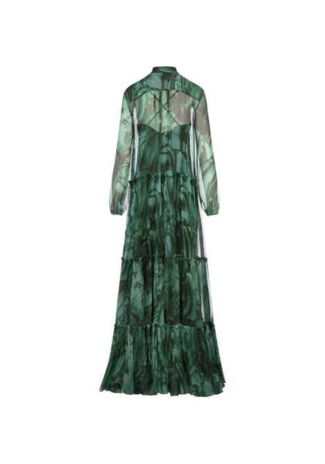 ROBERTO CAVALLI Abito Lungo In Seta Con Stampa Malachite Verde - ROBERTO CAVALLI