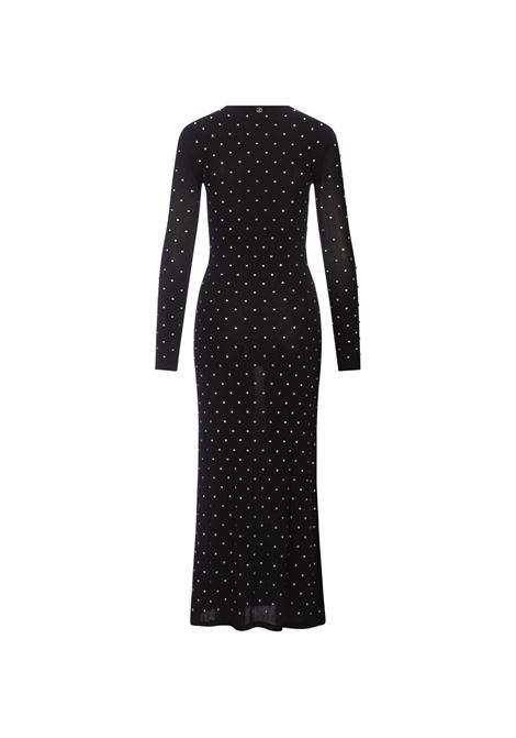 RABANNE Abito Lungo Nero Con Cristalli All-Over - RABANNE