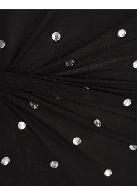 RABANNE Abito Lungo Nero Con Cristalli All-Over - RABANNE