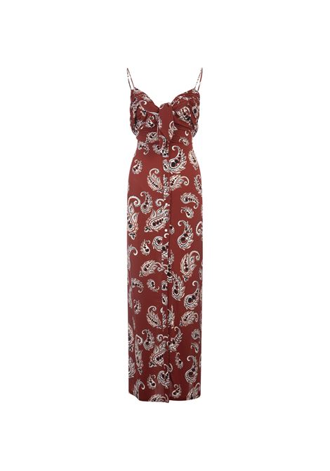 RABANNE Abito Lungo Rosso Stampato Con Nodo - RABANNE