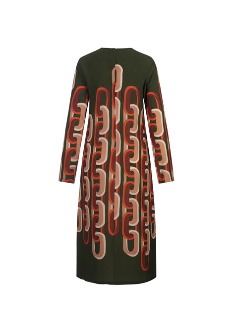 LA DOUBLE J Abito Midi A Maniche Lunghe Swing In Prometheus Placée Camouflage In Sablé - LA DOUBLE J