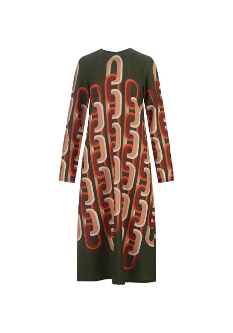 LA DOUBLE J Abito Midi a Maniche Lunghe Swing In Prometheus Placée Camouflage in Sablé - LA DOUBLE J