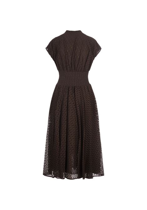 TORY BURCH Abito Midi In Cotone Traforato Marrone - TORY BURCH