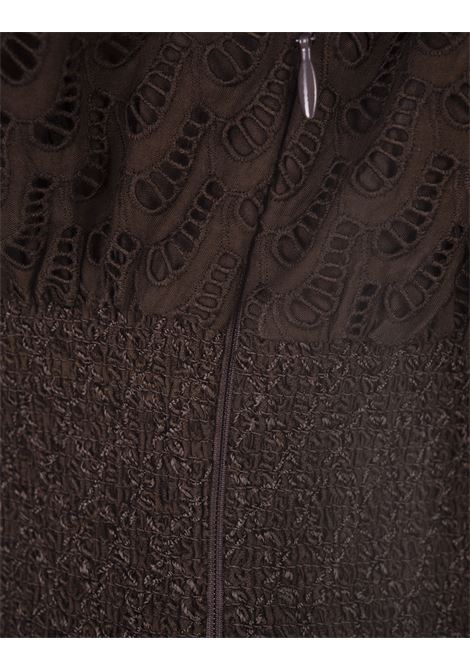 TORY BURCH Abito Midi In Cotone Traforato Marrone - TORY BURCH