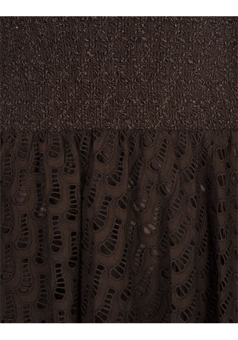 TORY BURCH Abito Midi In Cotone Traforato Marrone - TORY BURCH