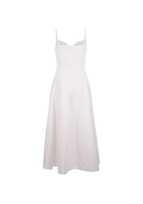 ALEXANDER MCQUEEN Abito Midi In Popeline Bianco Con Drappeggio - ALEXANDER MCQUEEN