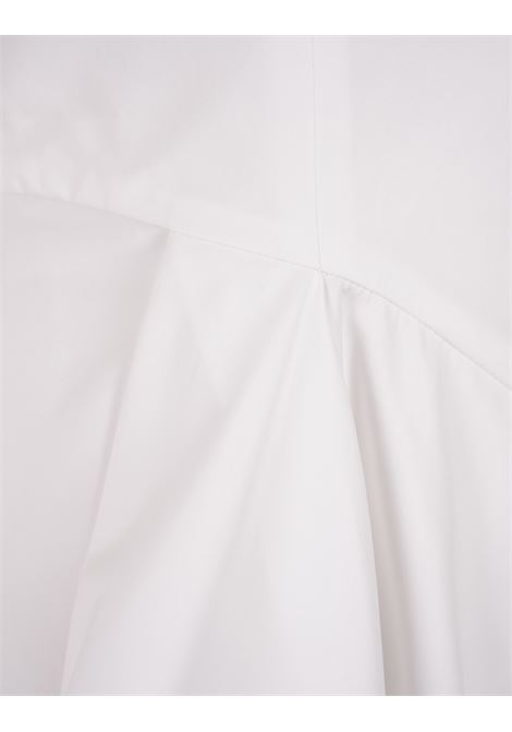 ALEXANDER MCQUEEN Abito Midi In Popeline Bianco Con Drappeggio - ALEXANDER MCQUEEN