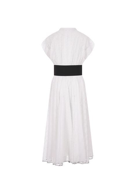 ALAIA Abito Midi In Sangallo Bianco Con Cintura - ALAIA