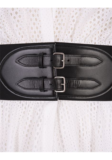 ALAIA Abito Midi In Sangallo Bianco Con Cintura - ALAIA