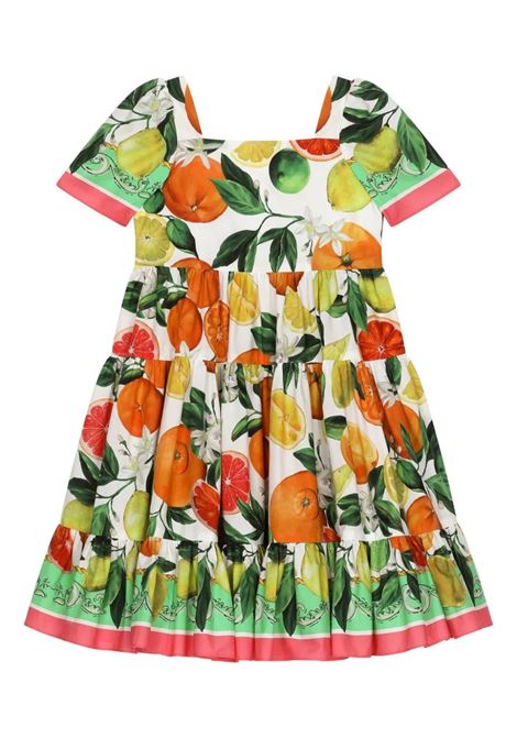 DOLCE & GABBANA KIDS Abito Multicolore Con Stampa Arance e Limoni - DOLCE & GABBANA KIDS