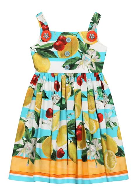 DOLCE & GABBANA KIDS Abito Multicolore Con Stampa Limoni e Ciliegie - DOLCE & GABBANA KIDS