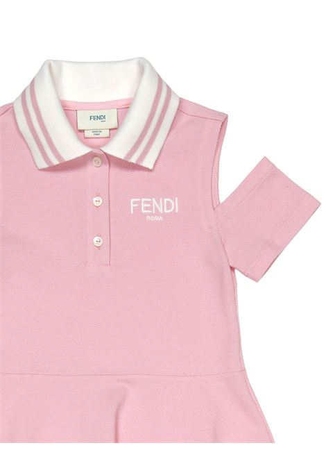 FENDI KIDS Abito Polo Rosa Con Logo E Cut-Out - FENDI KIDS