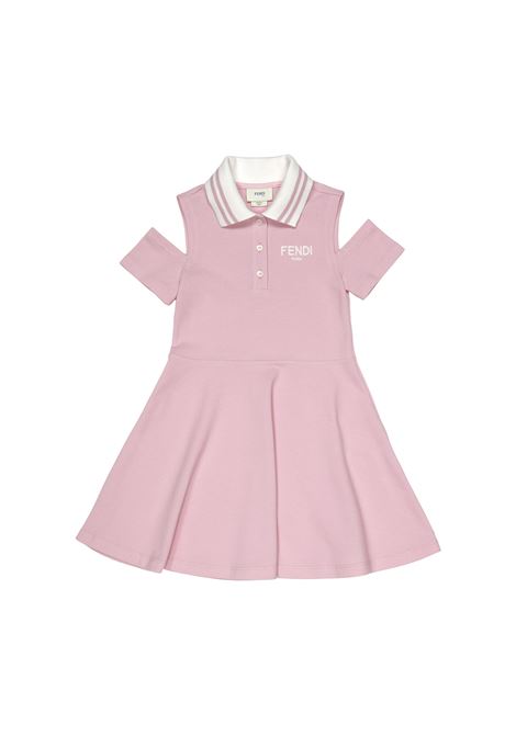 FENDI KIDS Abito Polo Rosa Con Logo e Cut-Out - FENDI KIDS