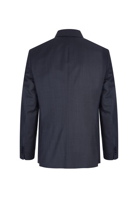 BOSS Abito Slim Fit Doppiopetto In Lana Blu Scuro Con Micromotivo - BOSS