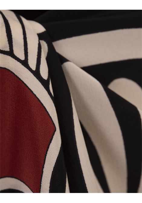 LA DOUBLE J Abito Slip-Around In Medallion Placée Black In Crepe De Chine - LA DOUBLE J