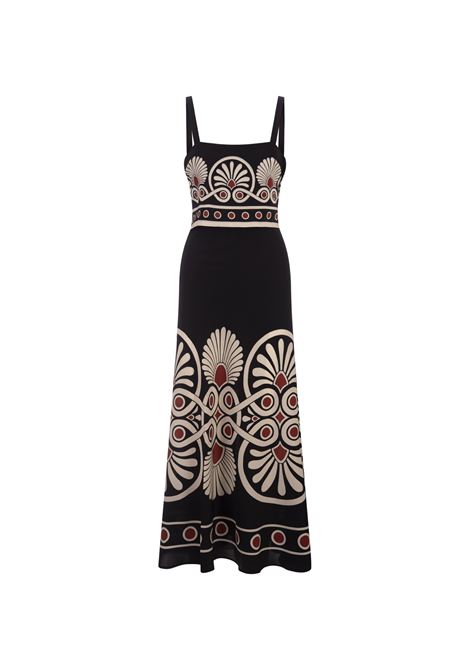 LA DOUBLE J Abito Slip-Around In Medallion Placée Black in Crepe De Chine - LA DOUBLE J