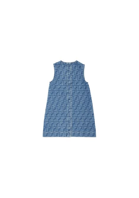 FENDI KIDS Abito Smnaicato In Denim FF Blu Medio - FENDI KIDS