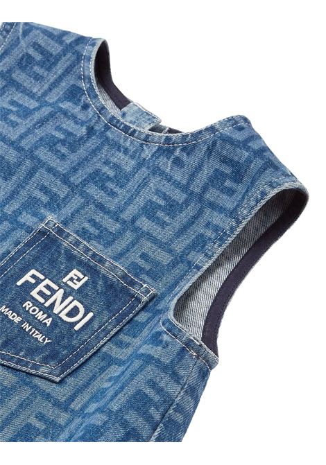 FENDI KIDS Abito Smnaicato In Denim FF Blu Medio - FENDI KIDS