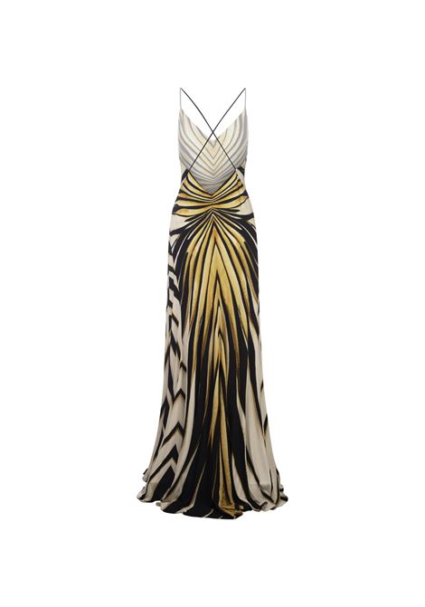 ROBERTO CAVALLI Abito Sottoveste In Seta Con Stampa Ray Of Gold - ROBERTO CAVALLI