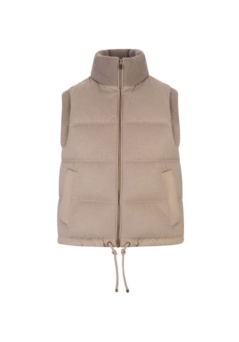 AGNONA Gilet Imbottito In Cashmere Beige - AGNONA