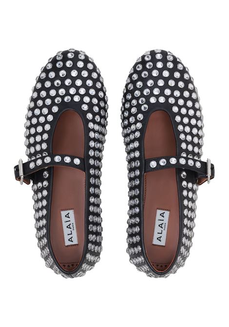 ALAIA Ballerine In Pelle Nera Con Strass - ALAIA