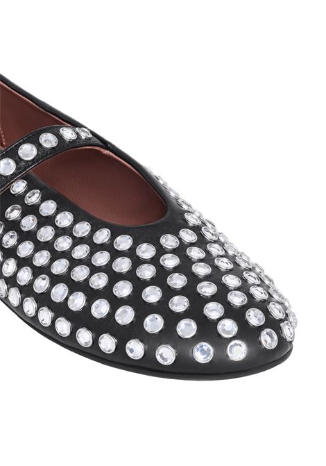 ALAIA Ballerine In Pelle Nera Con Strass - ALAIA