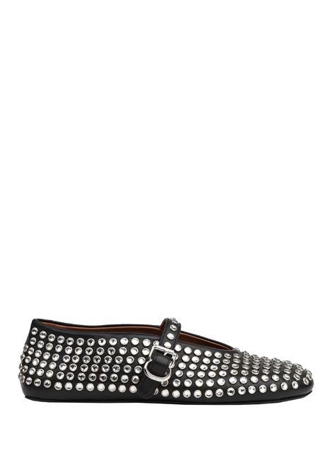 ALAIA Ballerine In Pelle Nera Con Strass - ALAIA