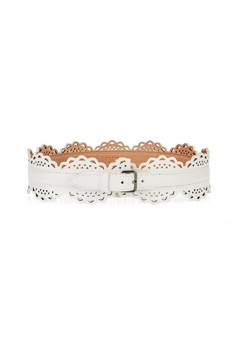 ALAIA Cintura In Pelle Traforata Bianca - ALAIA