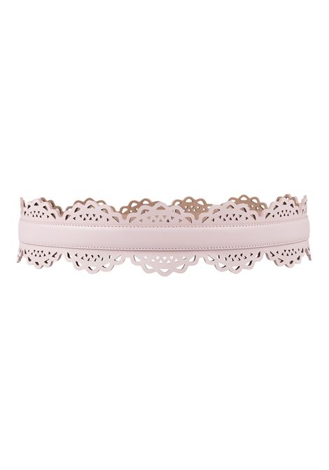 ALAIA Cintura In Pelle Traforata Rosa - ALAIA
