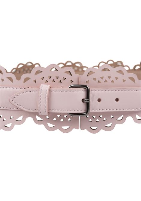 ALAIA Cintura In Pelle Traforata Rosa - ALAIA