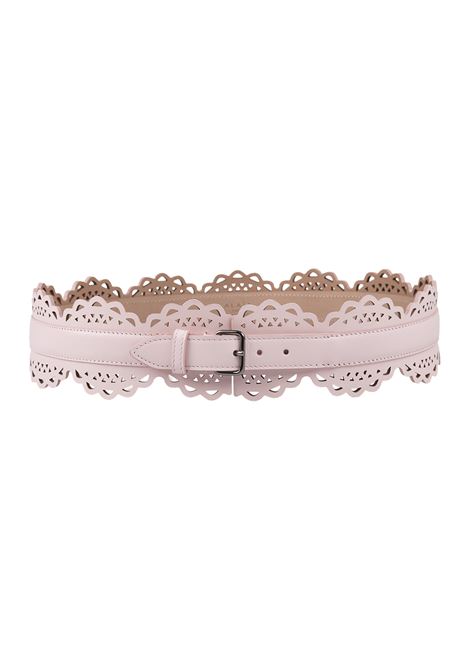 ALAIA Cintura In Pelle Traforata Rosa - ALAIA