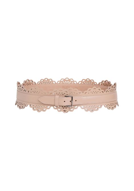 ALAIA Cintura In Pelle Traforata Sabbia - ALAIA