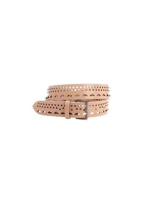 ALAIA Cintura In Pelle Traforata Sabbia - ALAIA