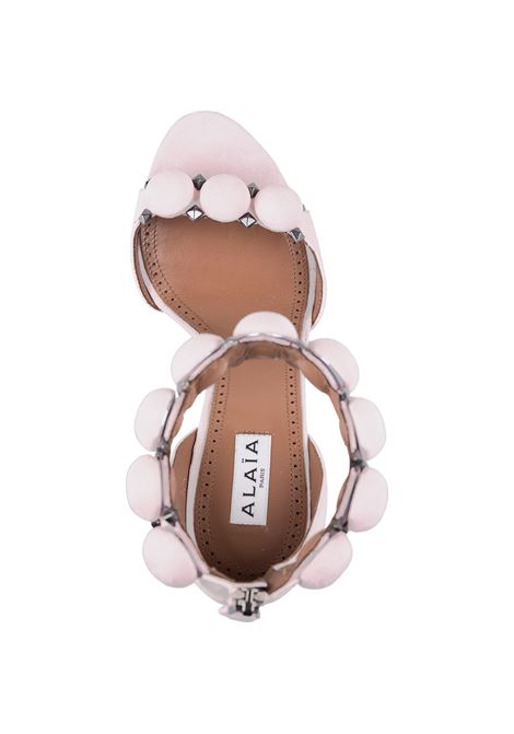 ALAIA Sandalo Bombe 90 In Suede Rosa - ALAIA