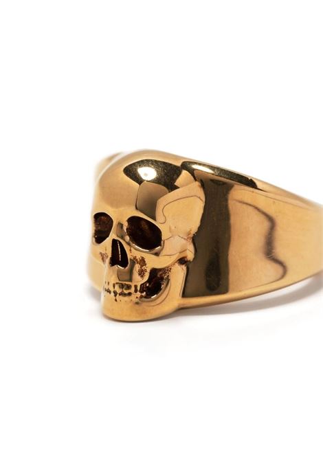 ALEXANDER MCQUEEN Anello Con Sigillo Skull In Oro Anticato - ALEXANDER MCQUEEN