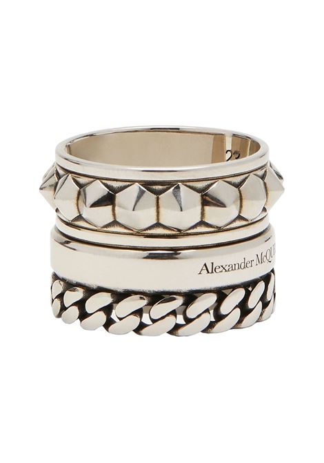 ALEXANDER MCQUEEN Anello Punk Multigiro In Argento Anticato - ALEXANDER MCQUEEN