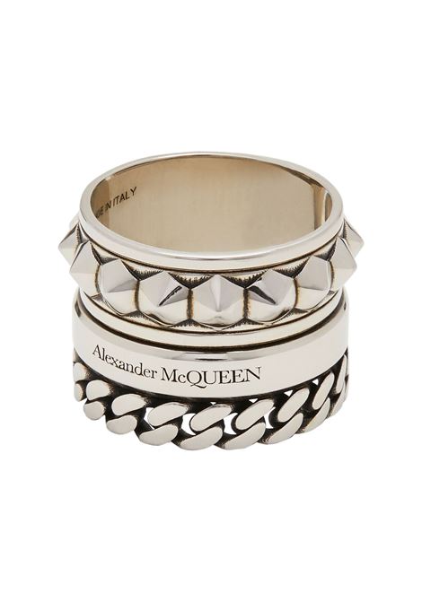 ALEXANDER MCQUEEN Anello Punk Multigiro In Argento Anticato - ALEXANDER MCQUEEN
