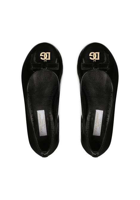 DOLCE & GABBANA KIDS Ballerina In Vernice Nera Con Logo DG Metal - DOLCE & GABBANA KIDS