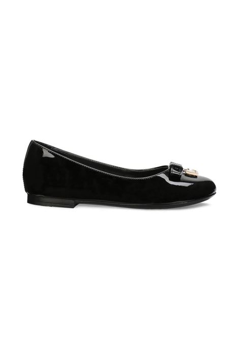 DOLCE & GABBANA KIDS Ballerina In Vernice Nera Con Logo DG Metal - DOLCE & GABBANA KIDS