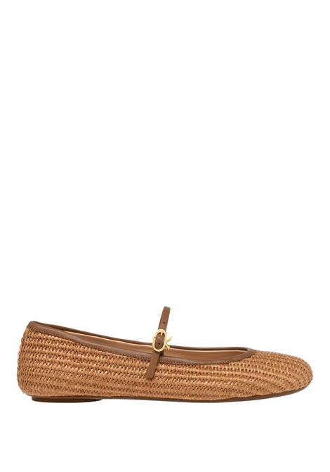 GIANVITO ROSSI Ballerine Carla In Rafia Intrecciata Marrone - GIANVITO ROSSI