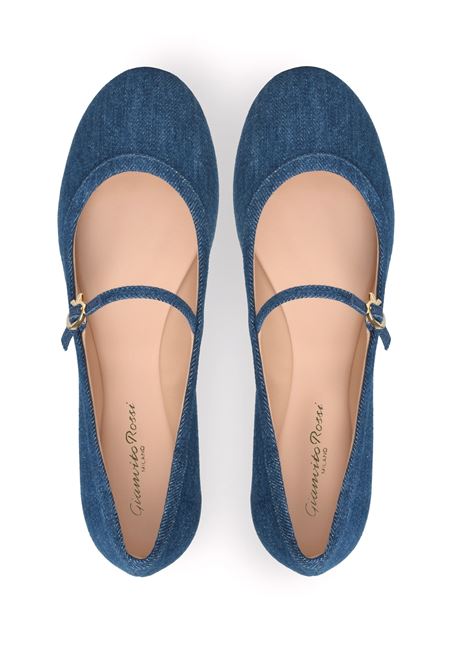 GIANVITO ROSSI Ballerine Flat Carla In Denim Blu - GIANVITO ROSSI