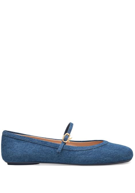 GIANVITO ROSSI Ballerine Flat Carla In Denim Blu - GIANVITO ROSSI