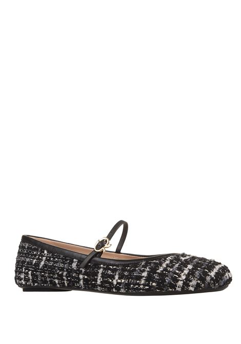GIANVITO ROSSI Ballerine Flat Carla In Tweed Nero - GIANVITO ROSSI
