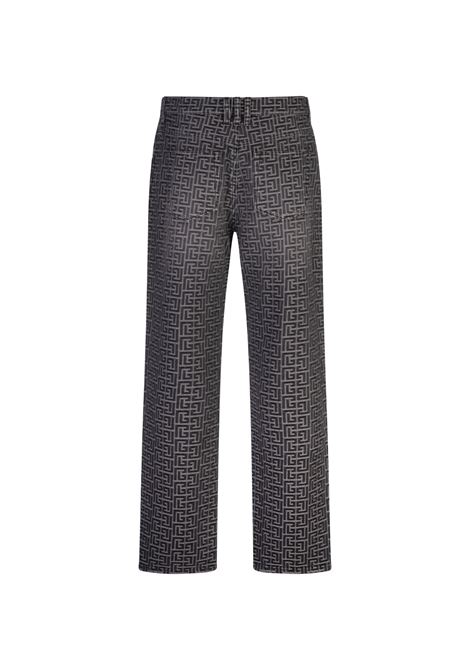 BALMAIN Jeans Neri Con Monogram Jacquard - BALMAIN