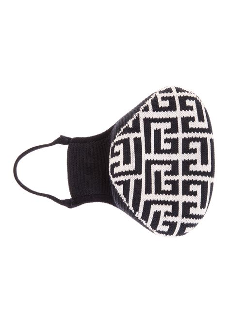 BALMAIN Mascherina Monogram Nera E Avorio - BALMAIN